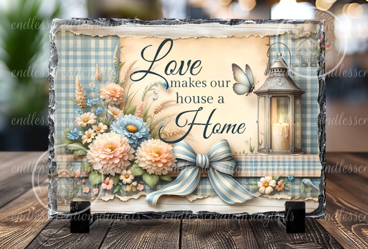 LOVE MAKES A HOME FLORAL RECTANGLE
