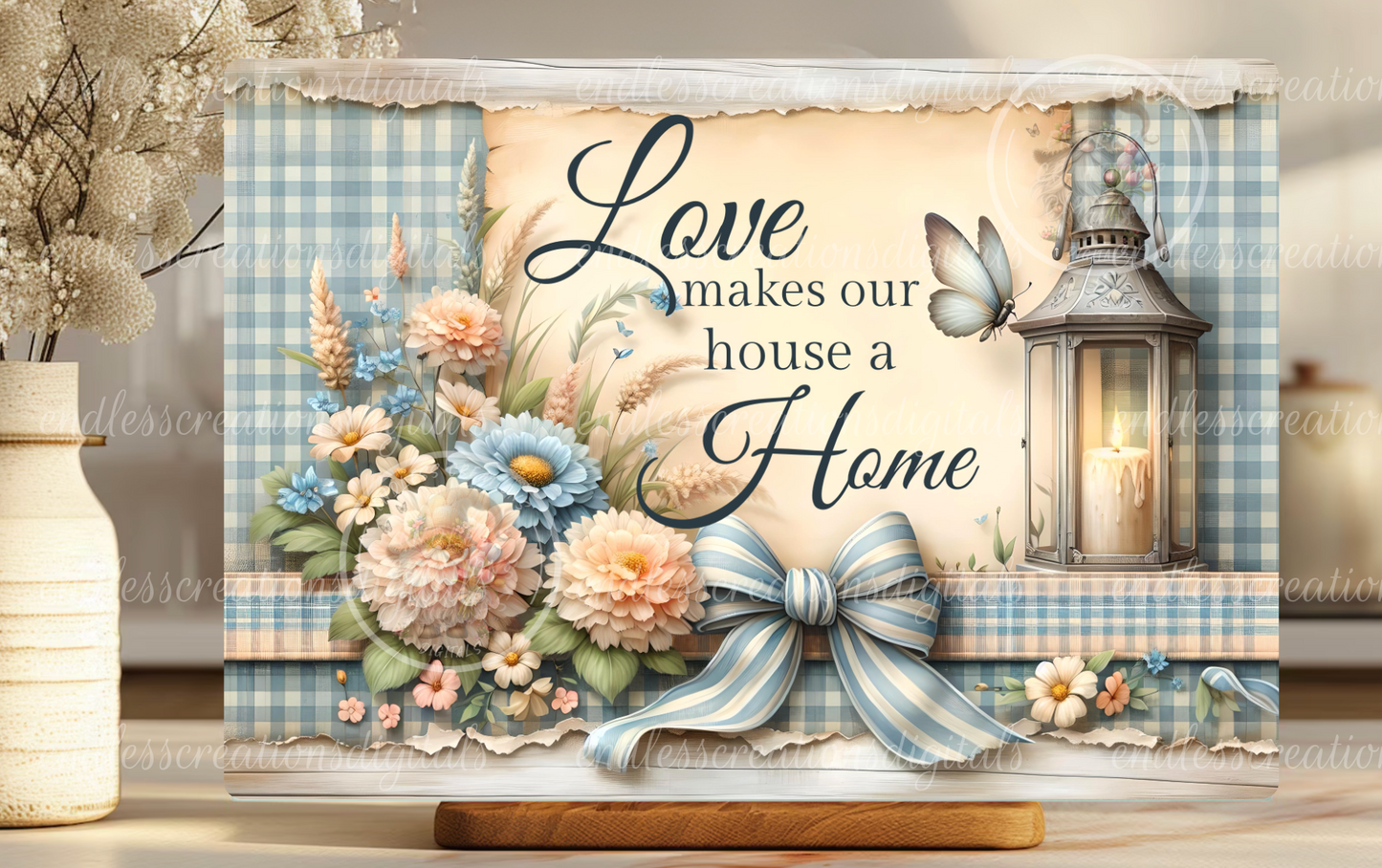 LOVE MAKES A HOME FLORAL RECTANGLE