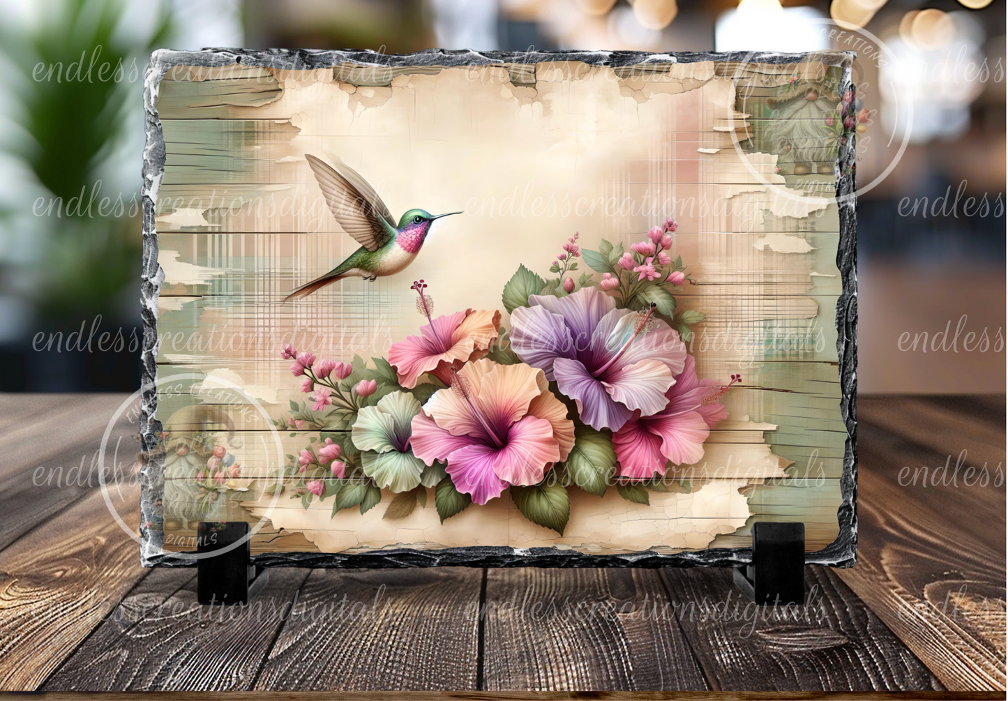 BEAUTIFUL HIBISCUS HUMMINGBIRD RECTANGLE