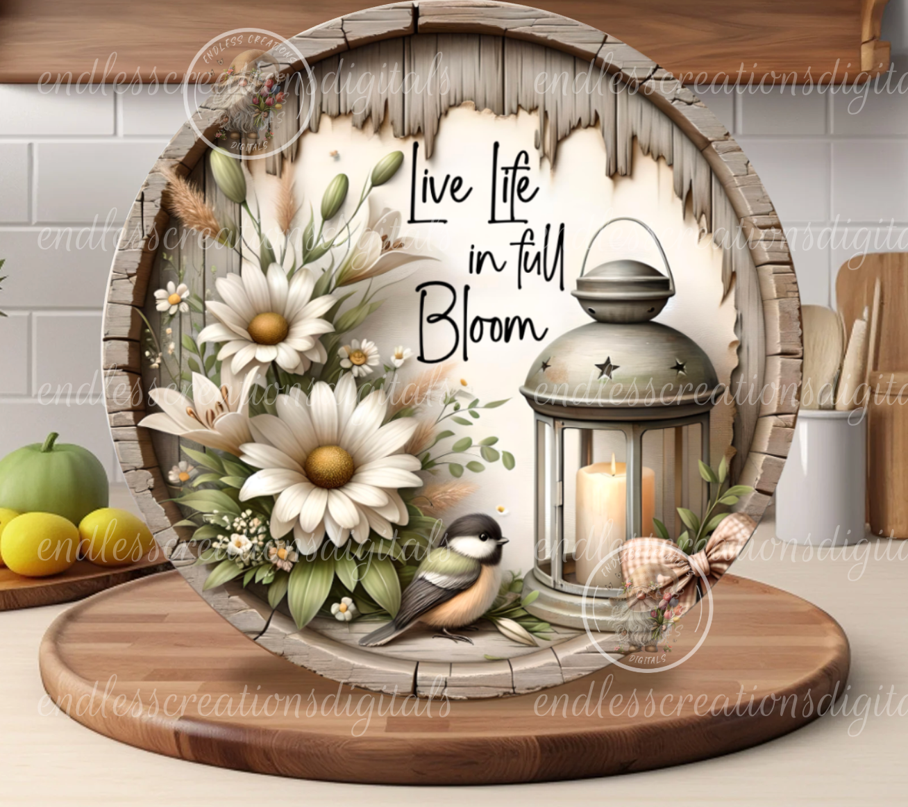 LIVE LIFE IN FULL BLOOM FLORAL ROUND