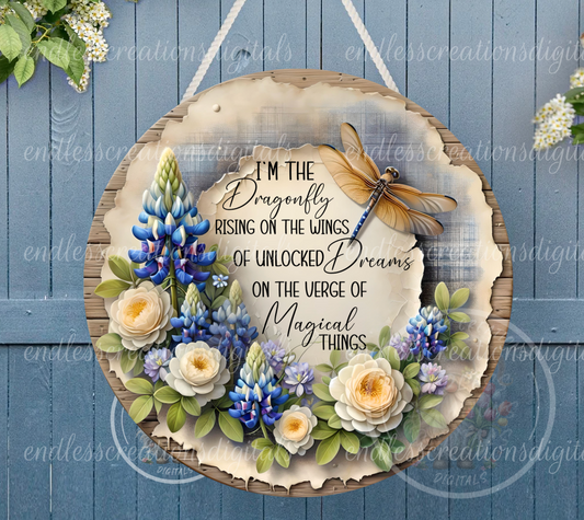 BLUEBONNET FLORAL DRAGONFLY