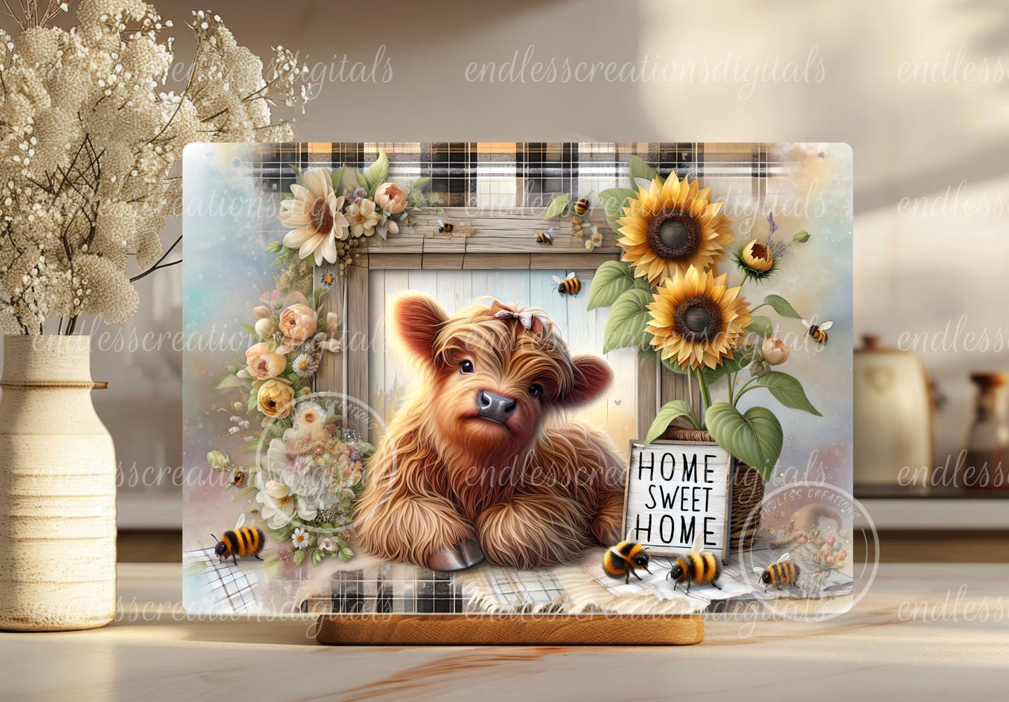 SUNFLOWER HIGHLAND COW