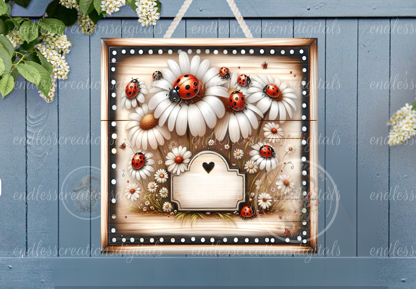 FLORAL LADYBUG AND DAISIES