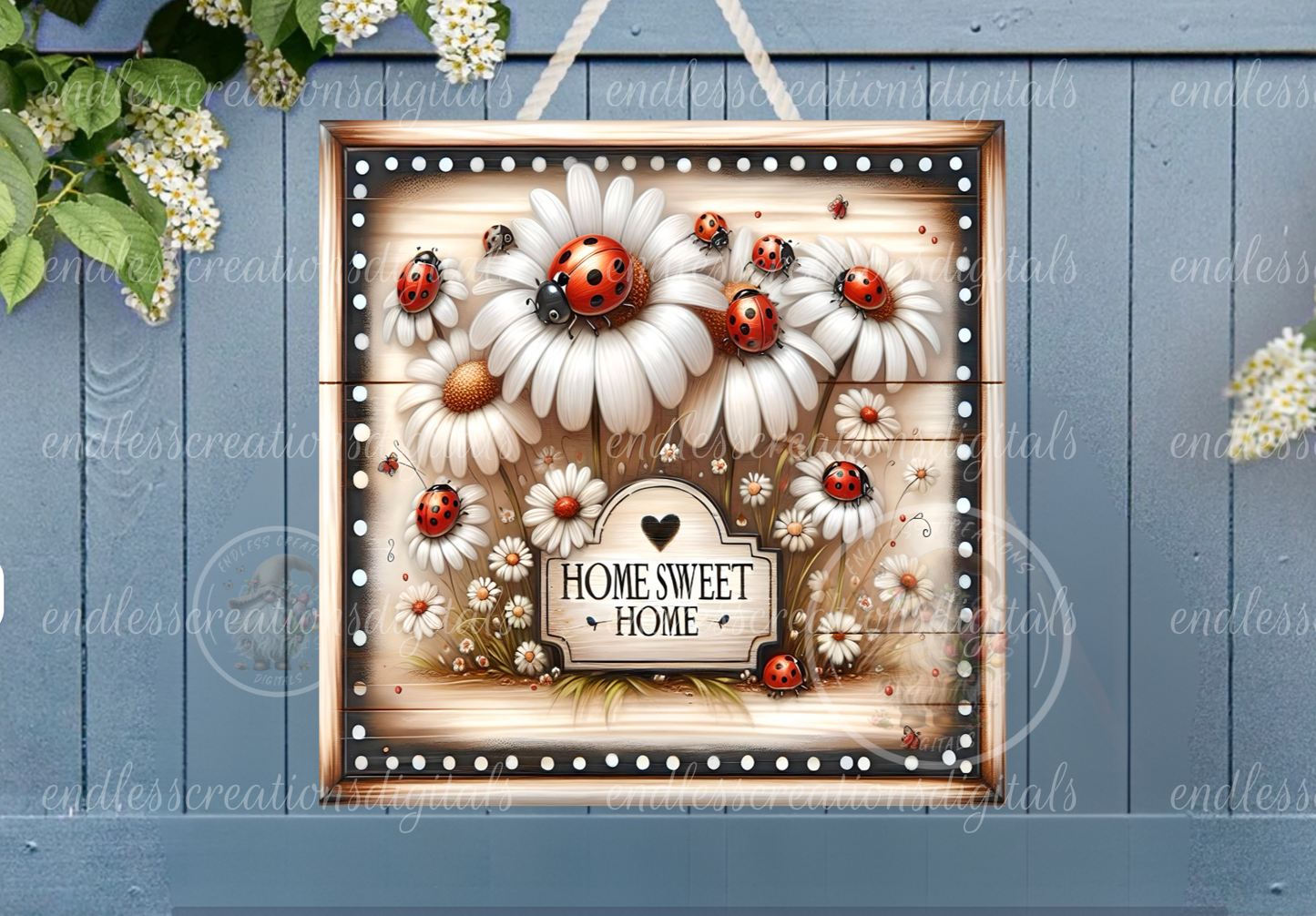 FLORAL LADYBUG AND DAISIES