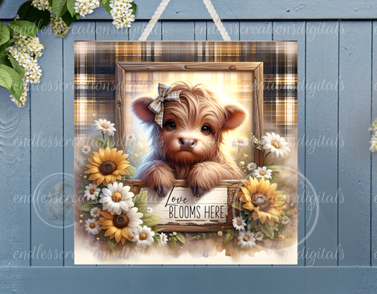 SUNFLOWER HIGHLAND COW FLORAL
