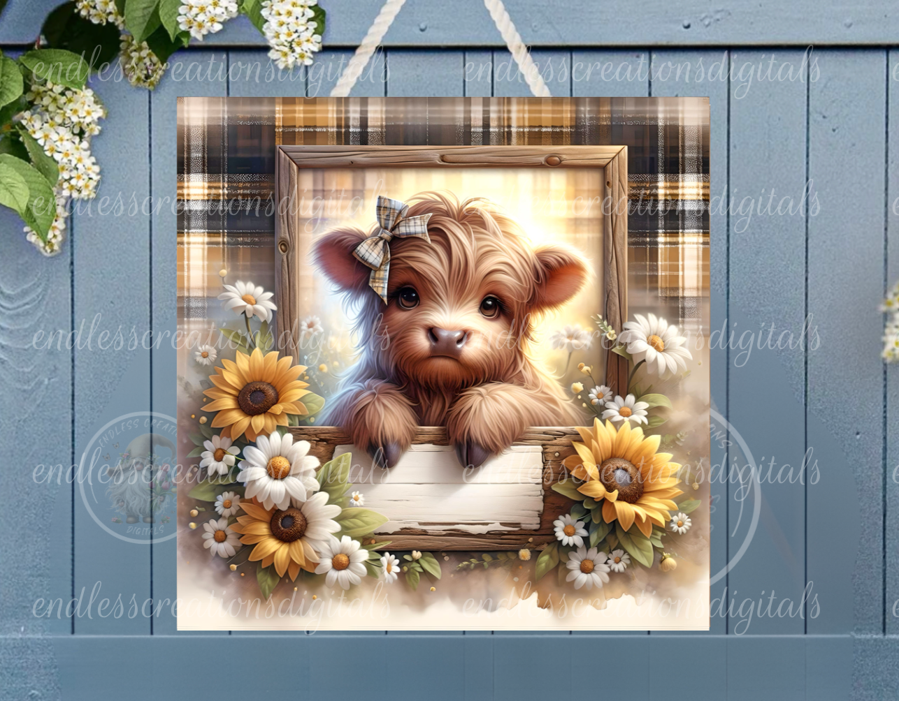 SUNFLOWER HIGHLAND COW FLORAL