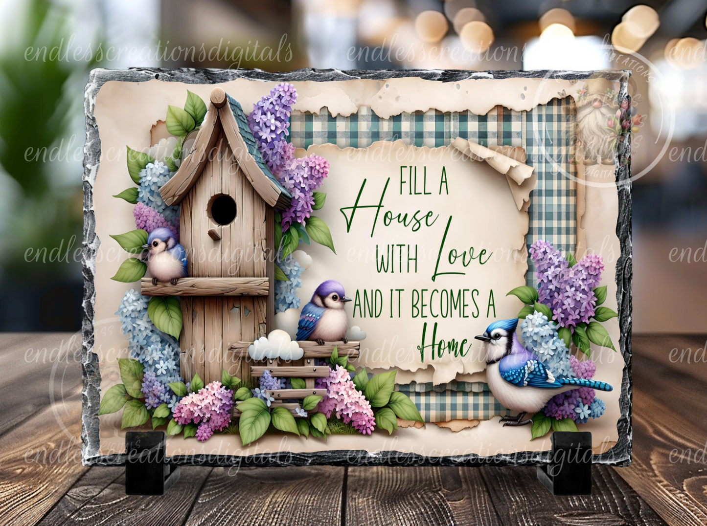 FLORAL LILAC BLUEJAY BIRDHOUSE