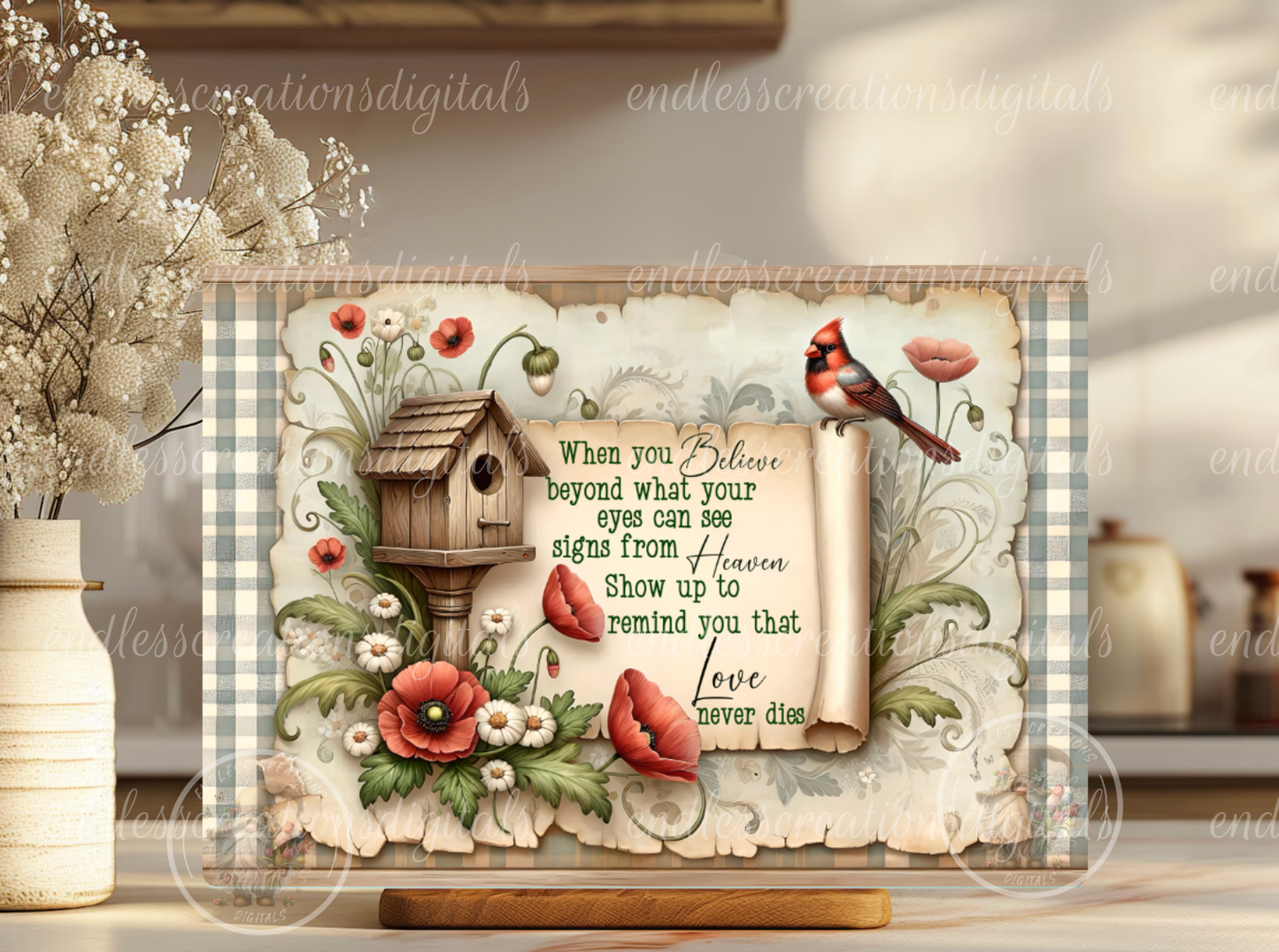 CARDINAL FLORAL BIRDHOUSE