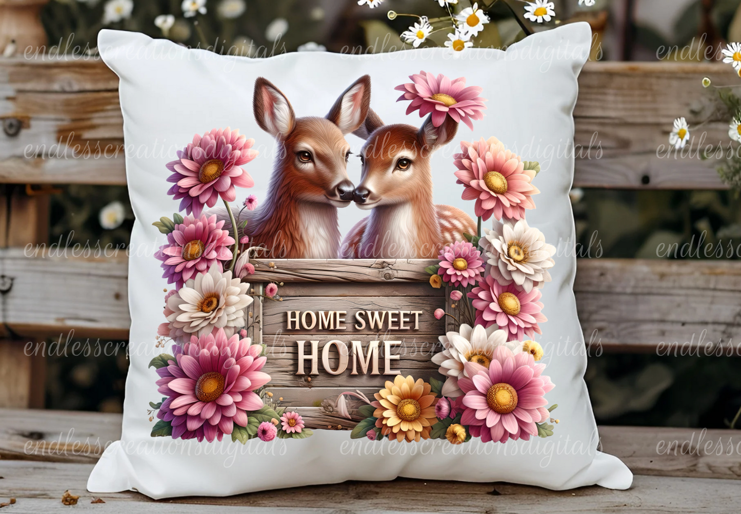 HOME SWEET HOME FLORAL DEER