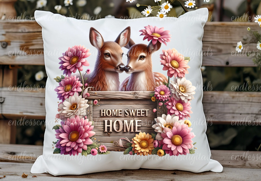 HOME SWEET HOME FLORAL DEER