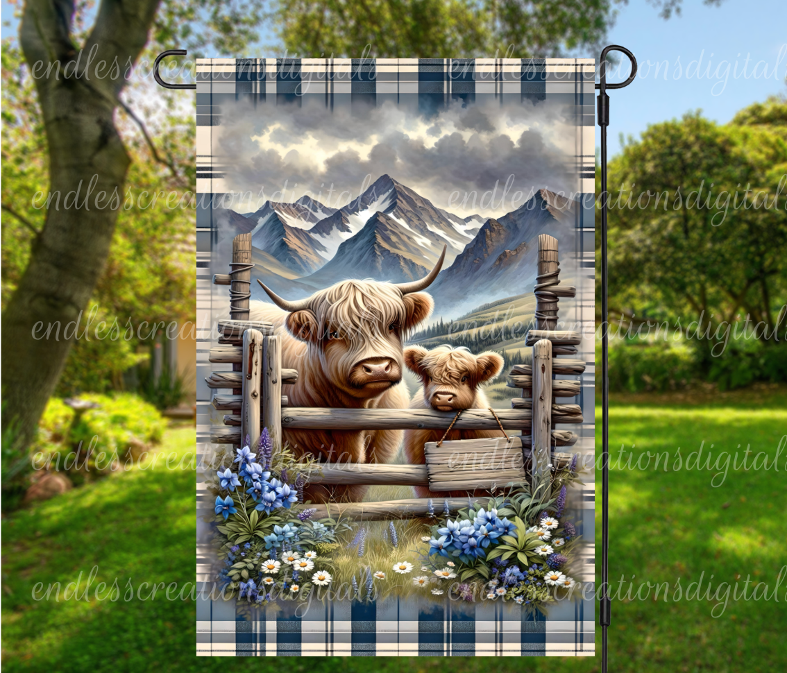 WELCOME FRIENDS HIGHLAND MOM AND BABY COW