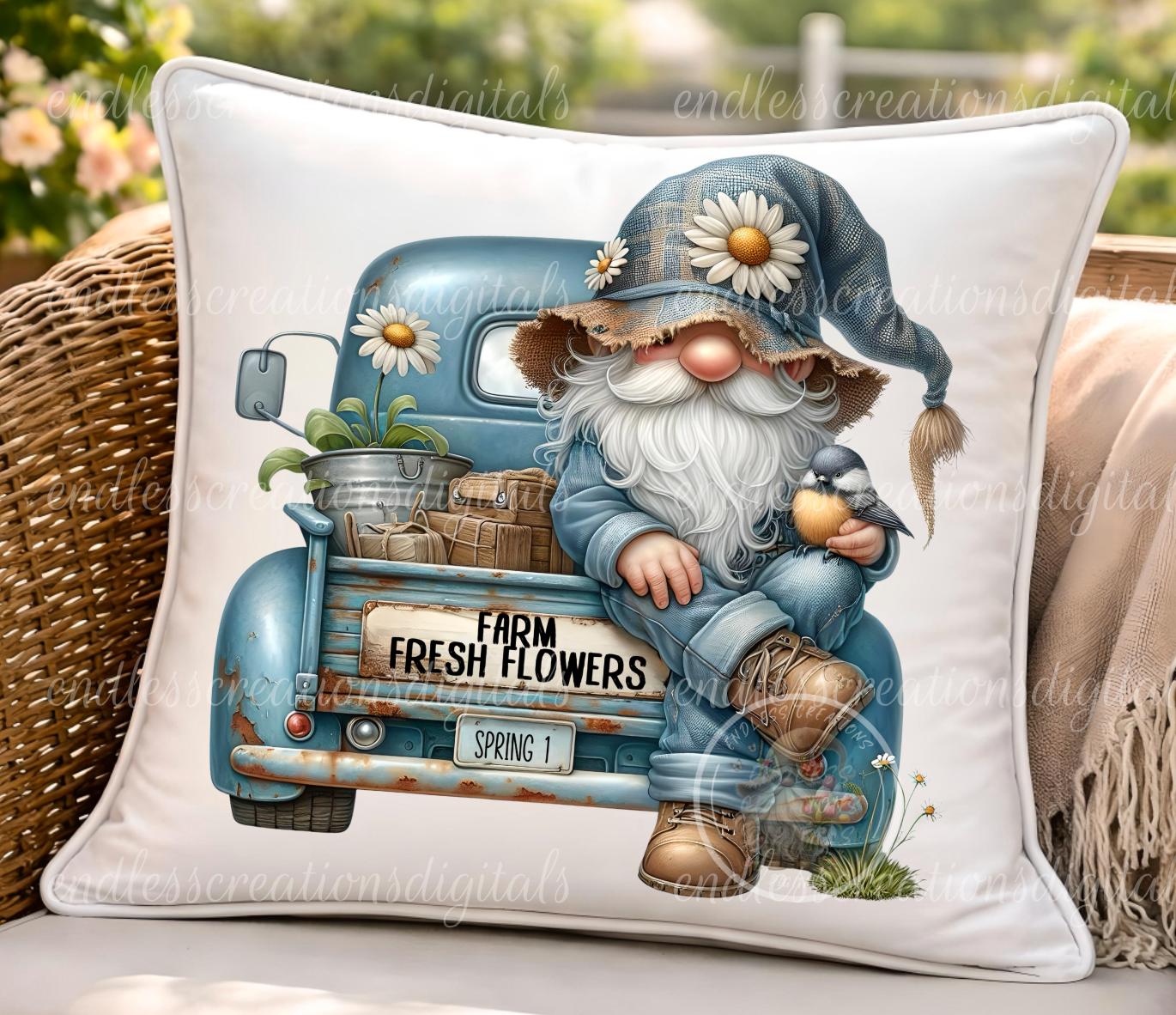DAISY GNOME BLUE TRUCK