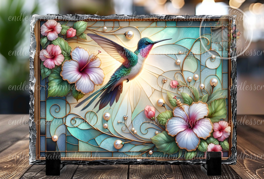 HIBISCUS FLORAL HUMMINGBIRD