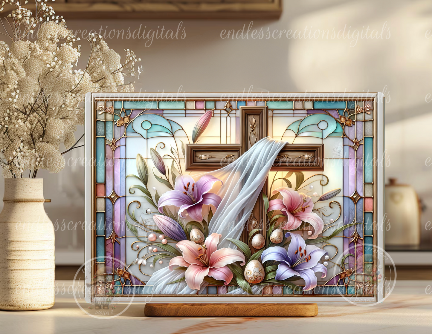 STAIN GLASS EASTER CROSS