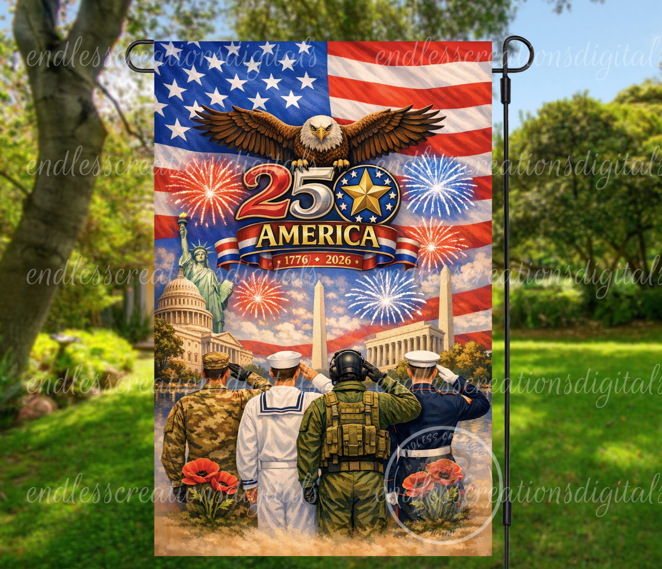 AMERICAN 250 BIRTHDAY GARDEN FLAG