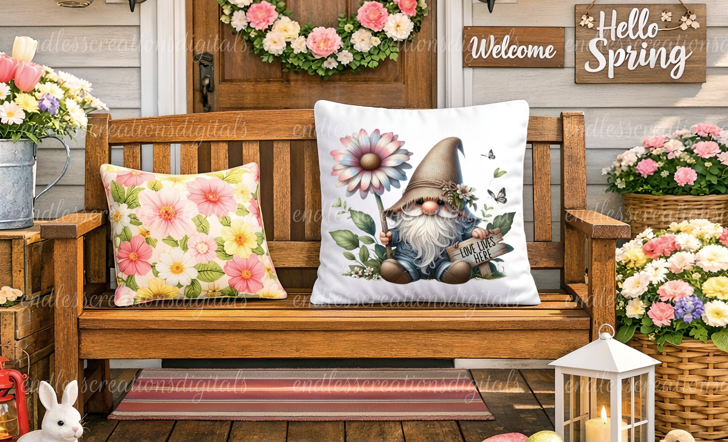 LOVE LIVES HERE FLORAL GNOME