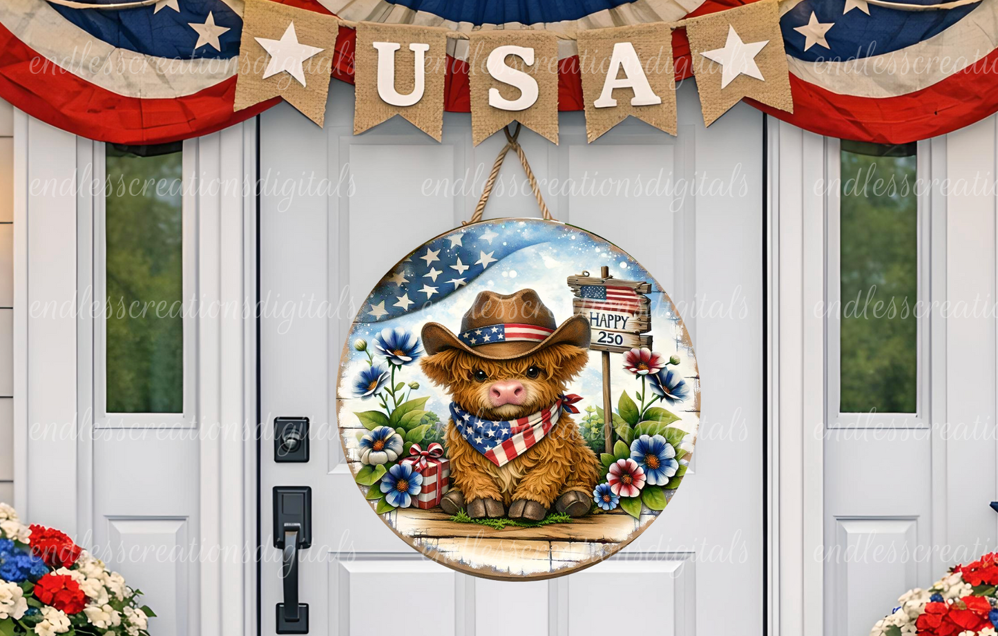 CUTE HIGHLAND AMERICA 250 BIRTHDAY