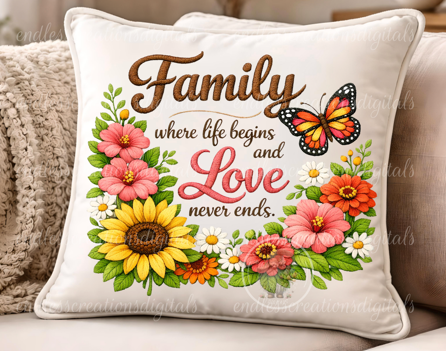 FAMILY LOVE EMBROIDERED LOOK