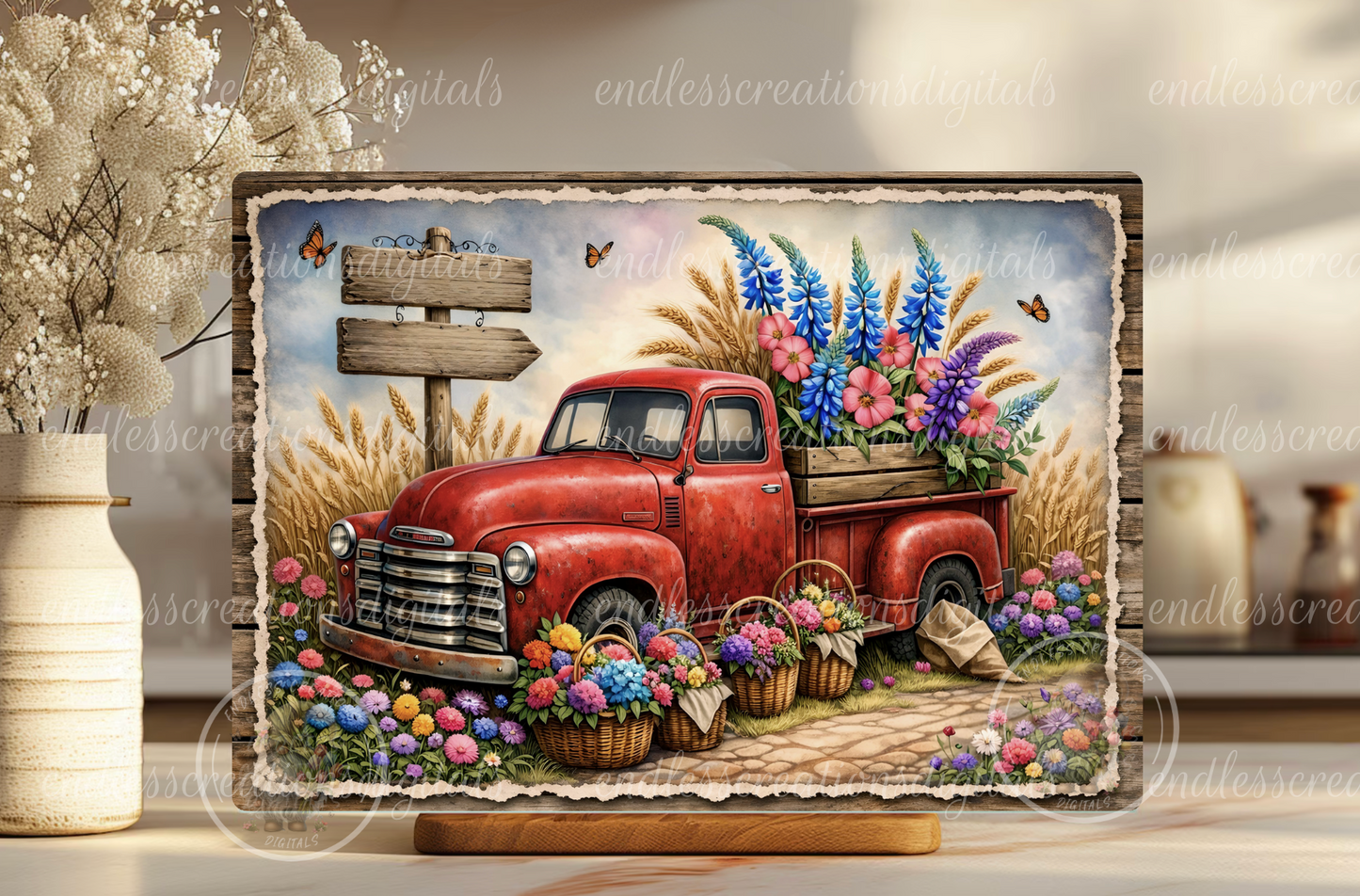 FLORAL RED TRUCK