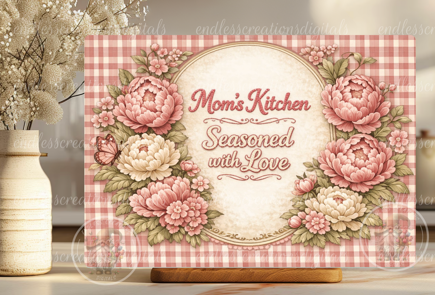 MOM'S KITCHEN FLORAL GINGHAM