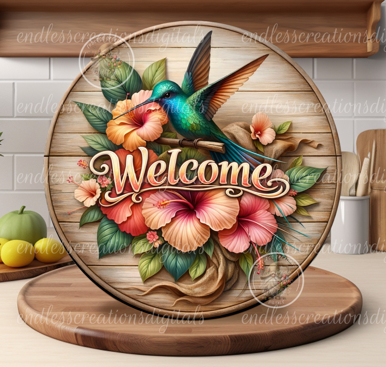 HUMMINGBIRD HIBISCUS ROUND