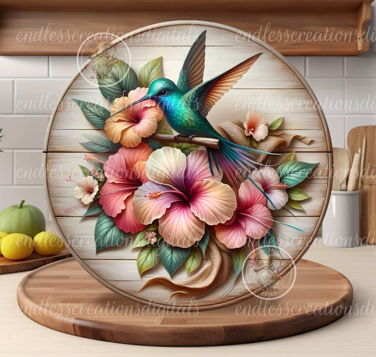 HUMMINGBIRD HIBISCUS ROUND