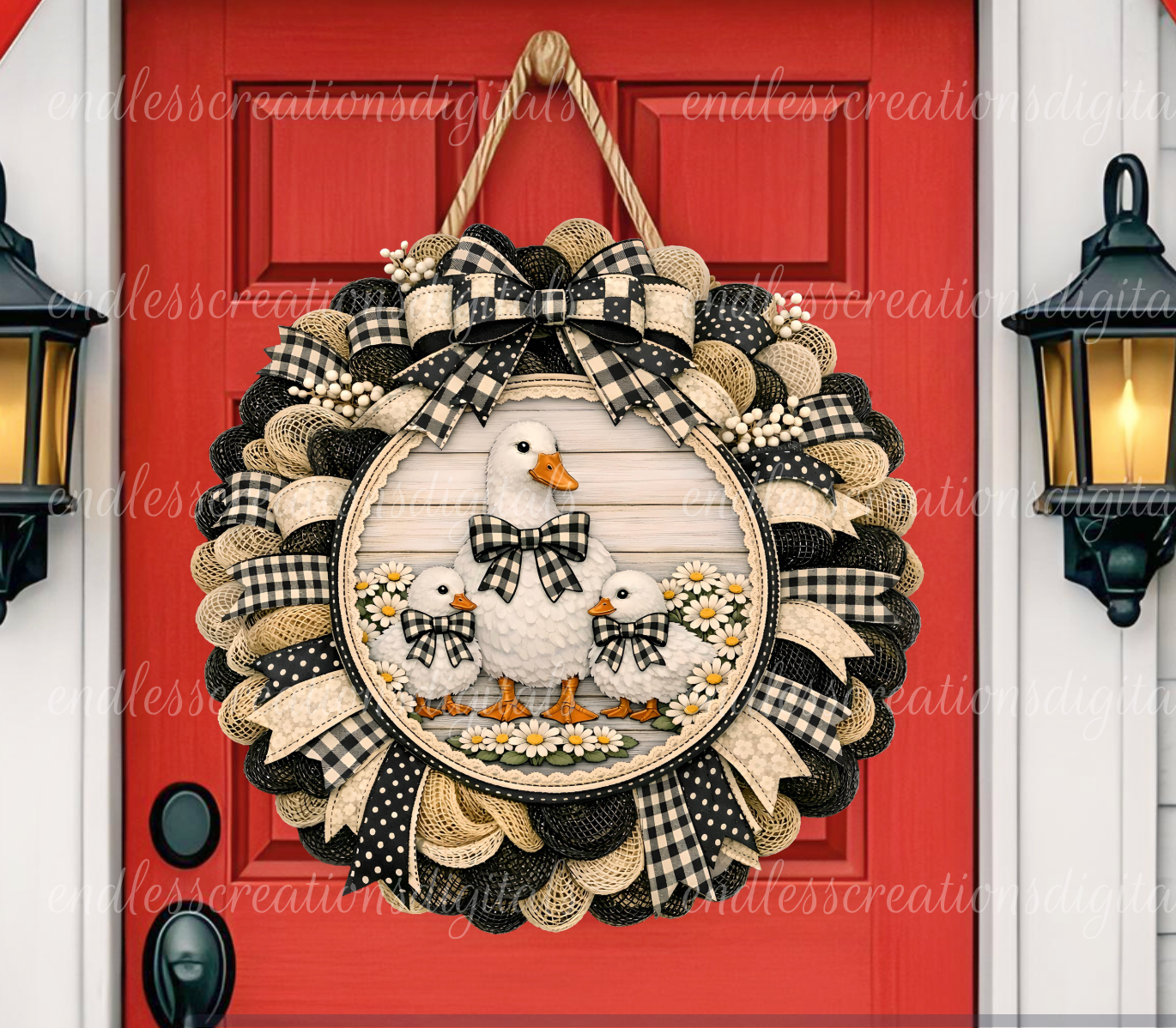 FARMHOUSE ROUND GOOSE DESIGN INCLUDING CLOCK ROUND