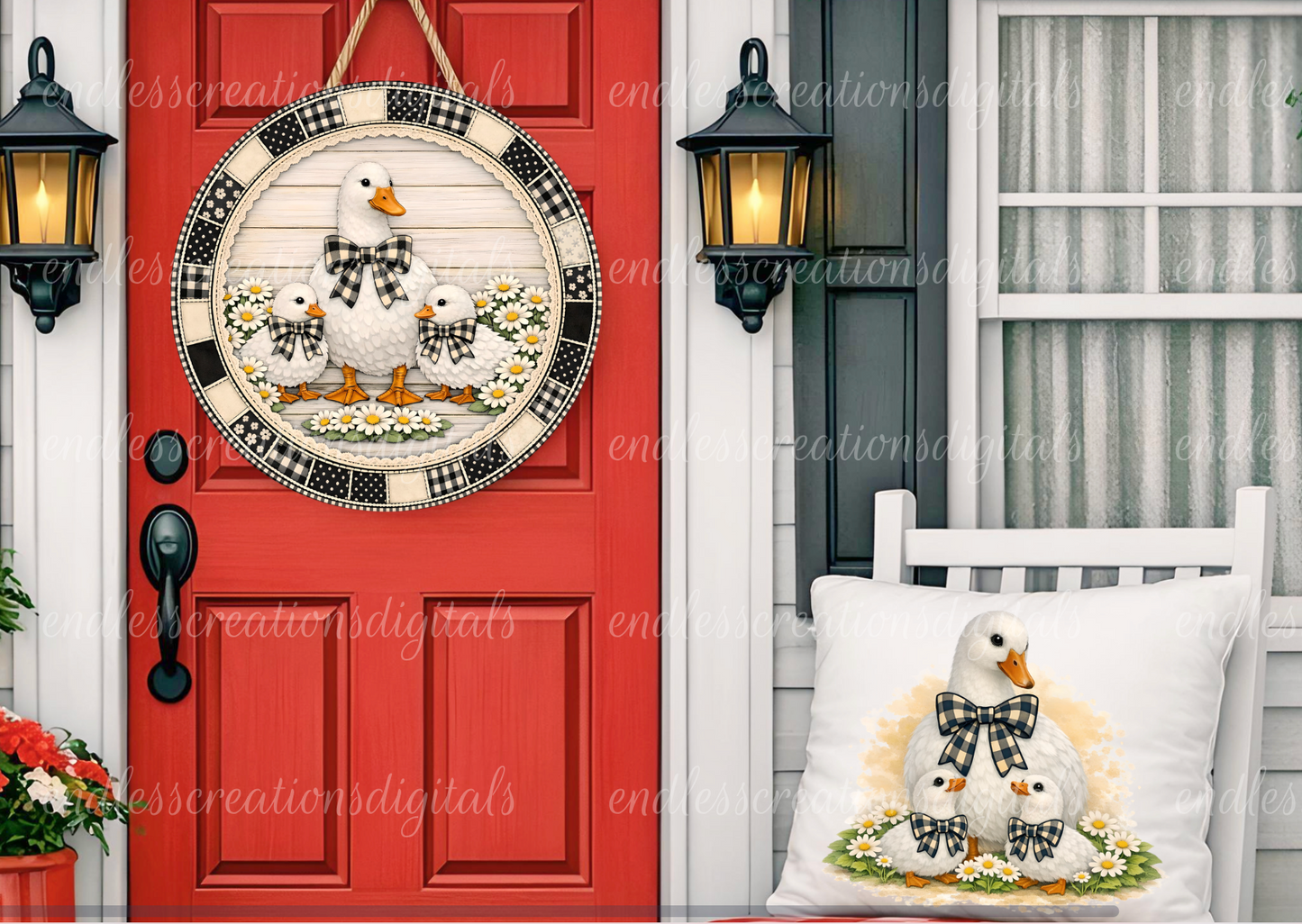 FARMHOUSE ROUND GOOSE DESIGN INCLUDING CLOCK ROUND