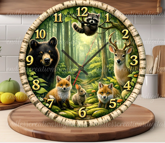 BUNDLE OF 3 WOODLAND ANIMALS ROUNDS AND CLOCK DESIGN