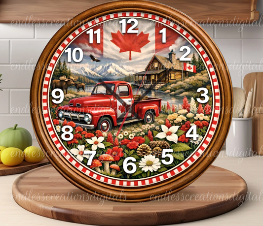 CANADA VINTAGE TRUCK ROUND AND CLOCK DESIGN