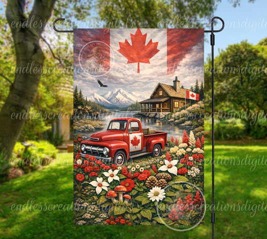 CANADA OLD TRUCK GARDEN FLAG