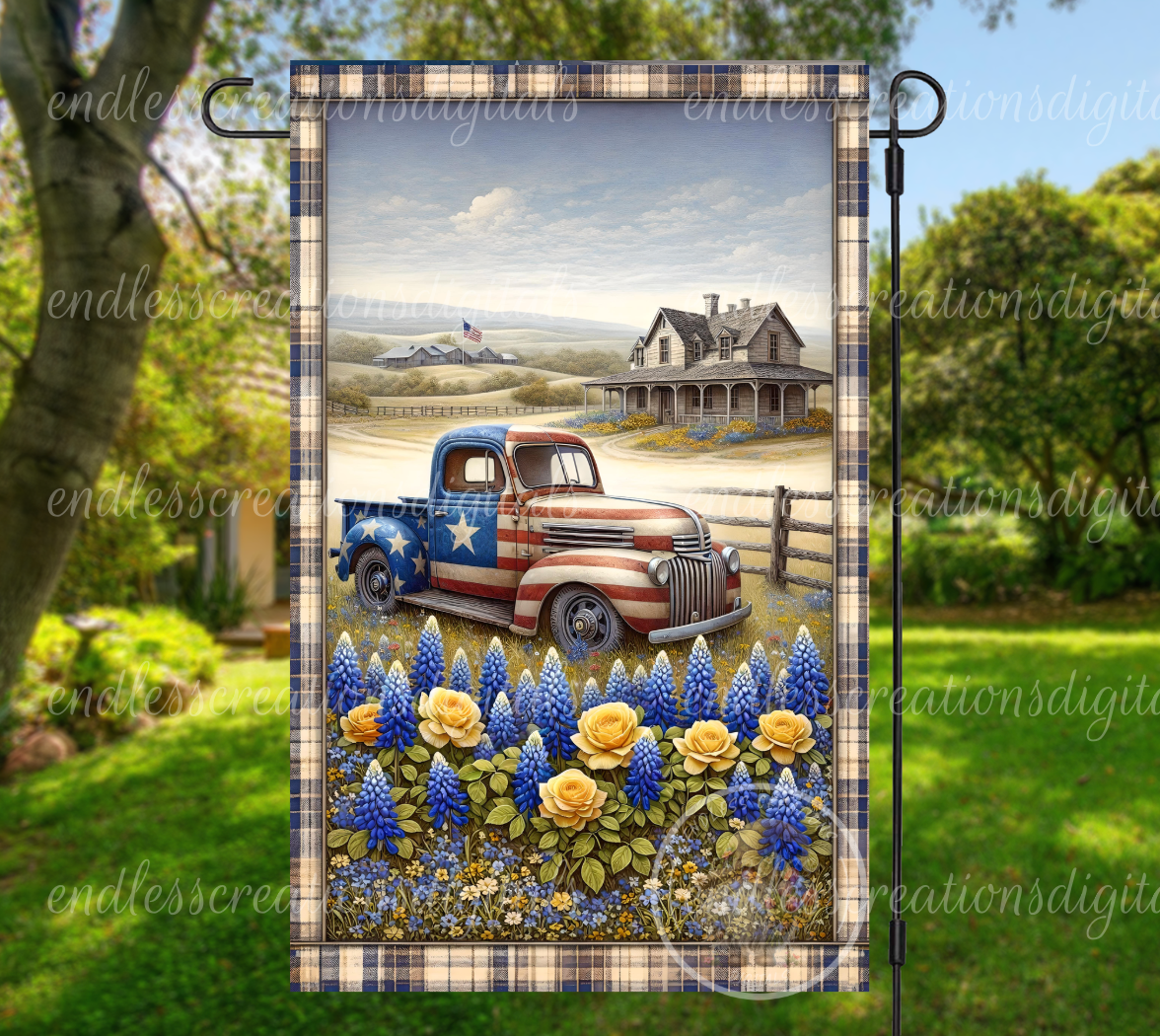 AMERICAN OLD TRUCK GARDEN FLAG
