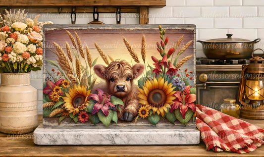 SUNFLOWER HIGHLAND COW