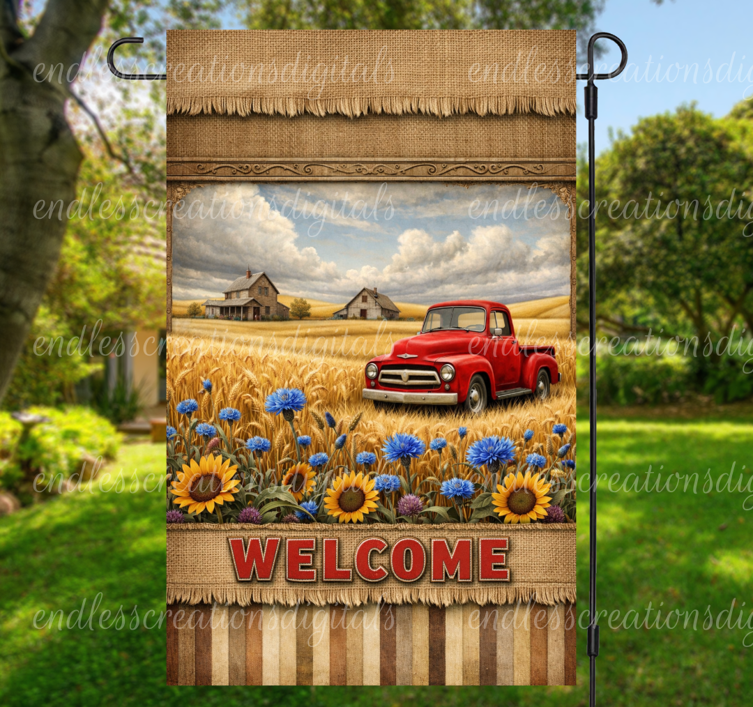 WELCOME RED TRUCK FLAG