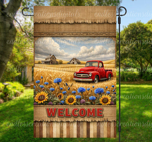 WELCOME RED TRUCK FLAG