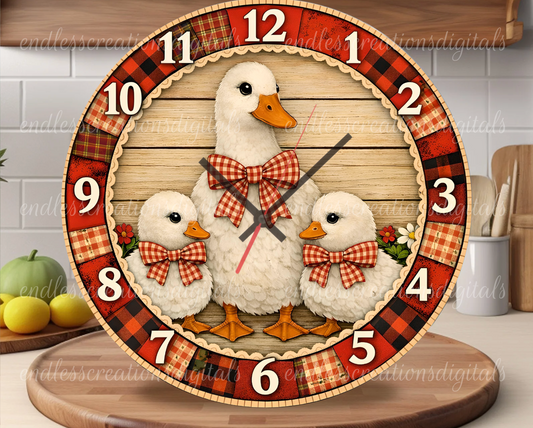 FARMHOUSE RED ROUND/CLOCK BUNDLE OF 2