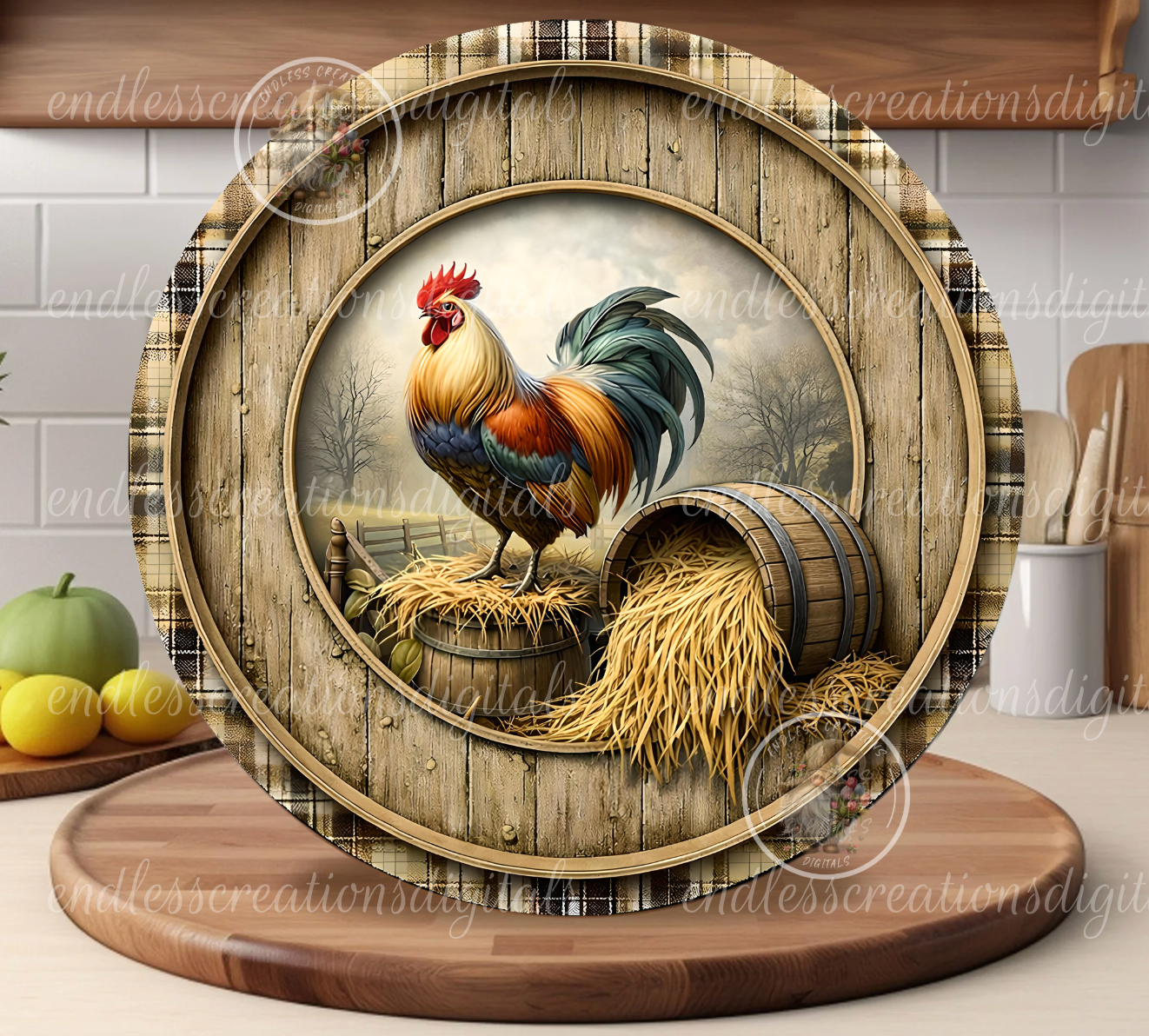 FARMHOUSE ROOSTER ROUND CLOCK DESIGN