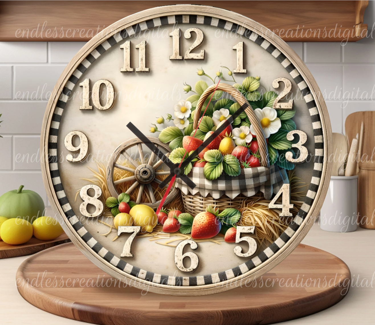 SUMMER LEMON STRAWBERRY ROUND/CLOCK DESIGN BUNDLE OF 3