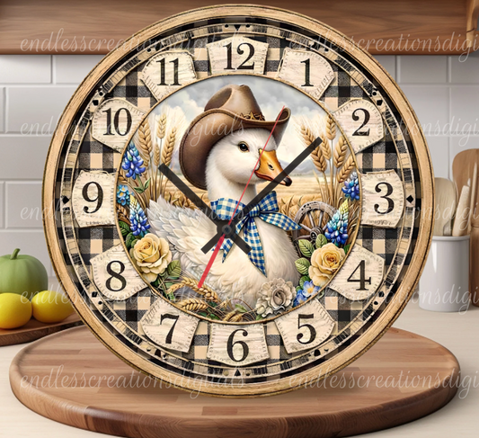 FLORAL COWBOY GOOSE ROUND/CLOCK DESIGN BUNDLE OF 3