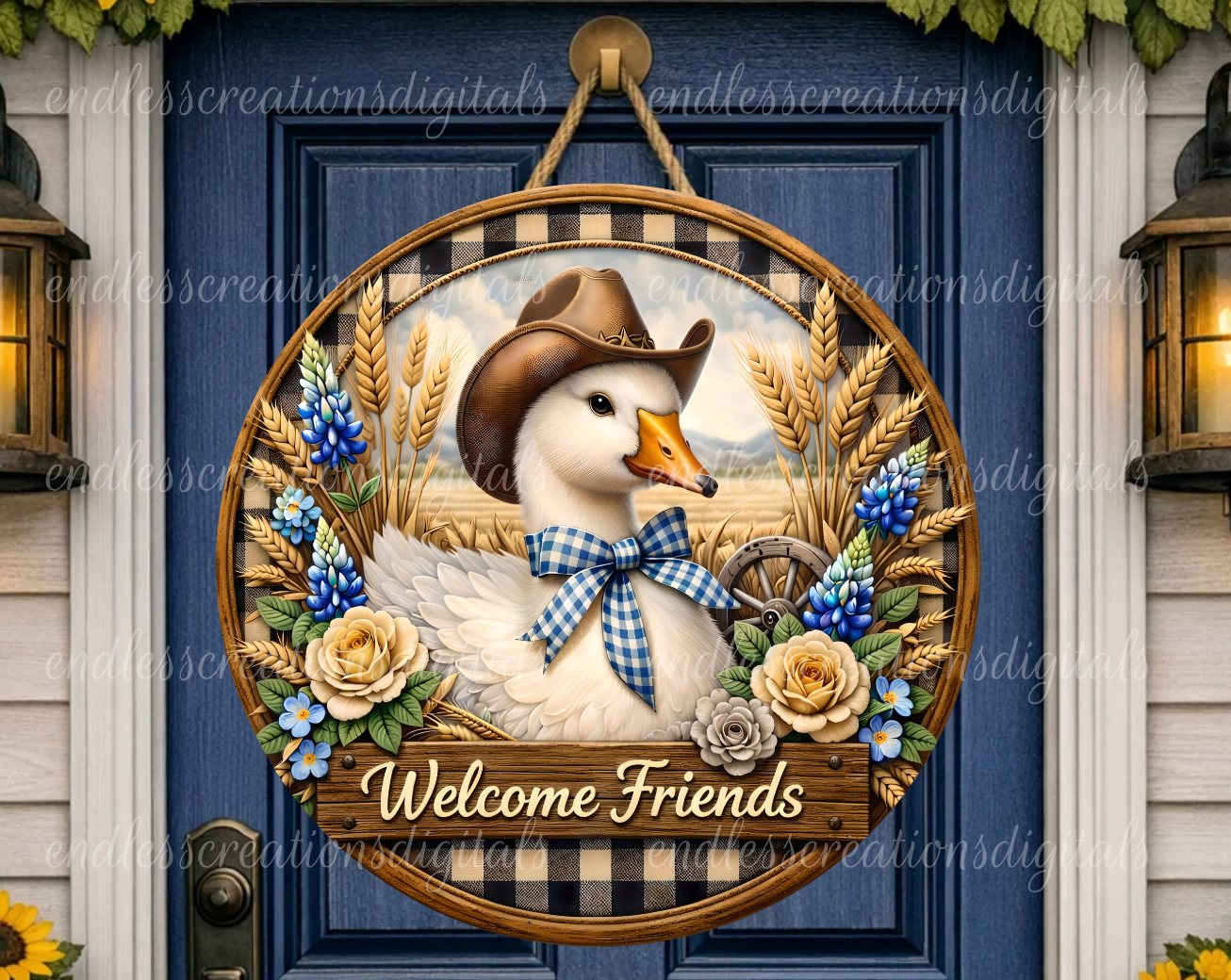 FLORAL COWBOY GOOSE ROUND/CLOCK DESIGN BUNDLE OF 3