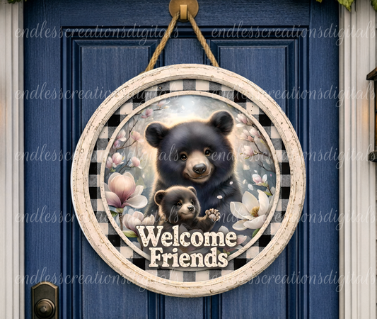 BLACK BEAR FLORAL ROUND/CLOCK DESIGN BUNDLE OF 3