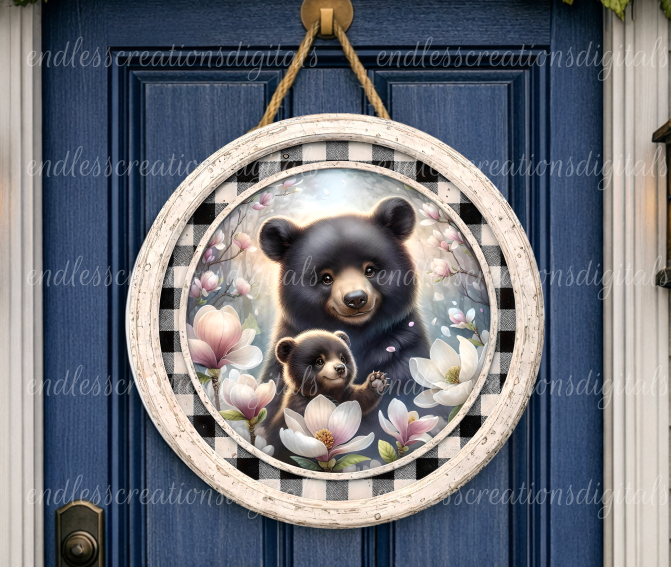 BLACK BEAR FLORAL ROUND/CLOCK DESIGN BUNDLE OF 3