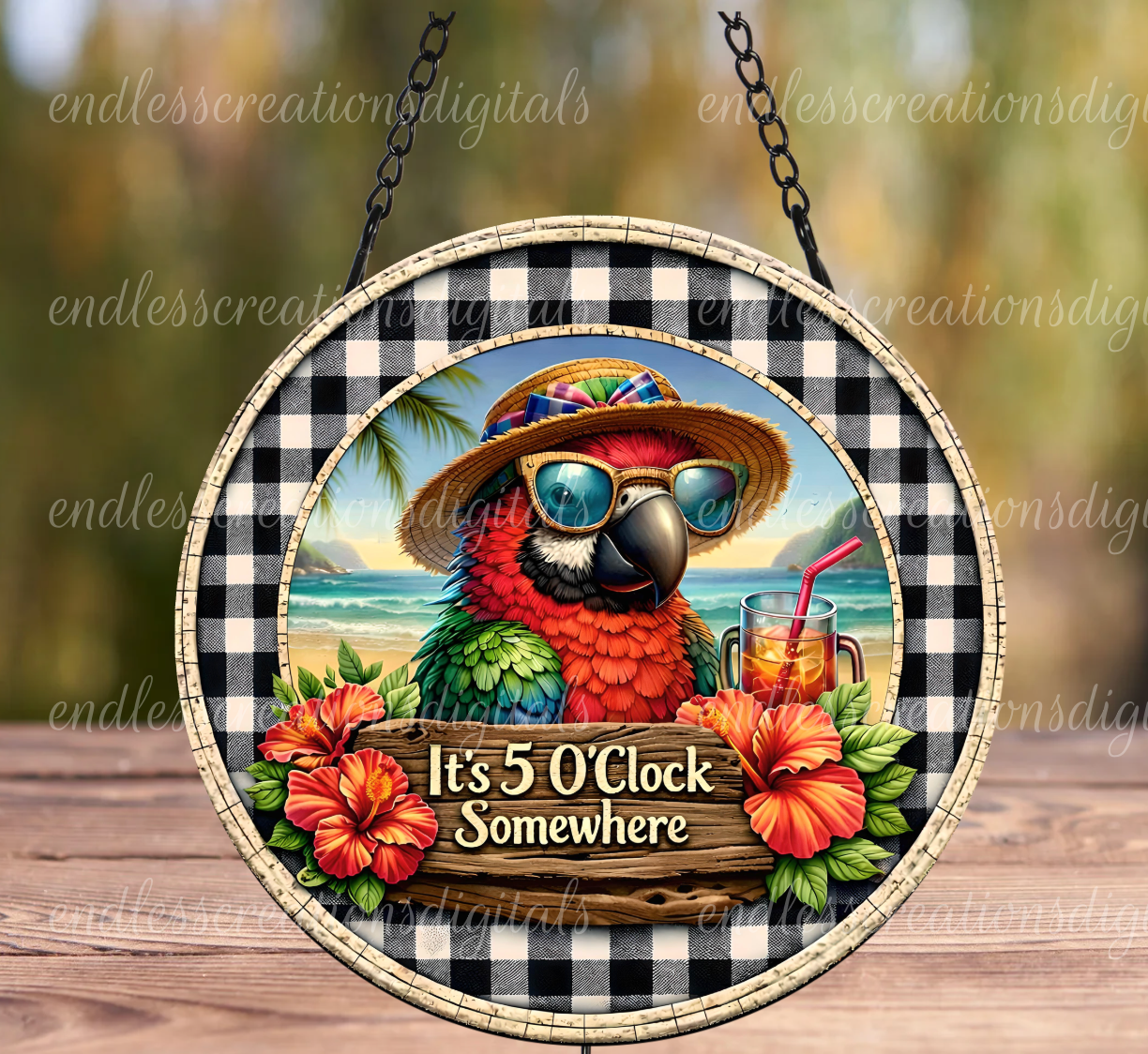 TROPICAL PARROT ROUND/CLOCK DESIGN BUNDLE OF 4