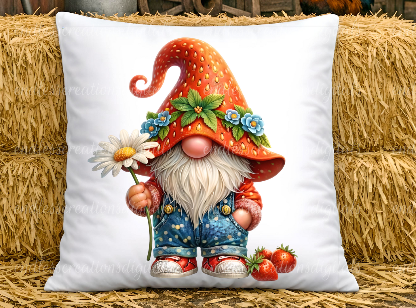 SWEET SUMMERTIME STRAWBERRY GNOME ROUND/CLOCK DESIGN BUNDLE OF 3
