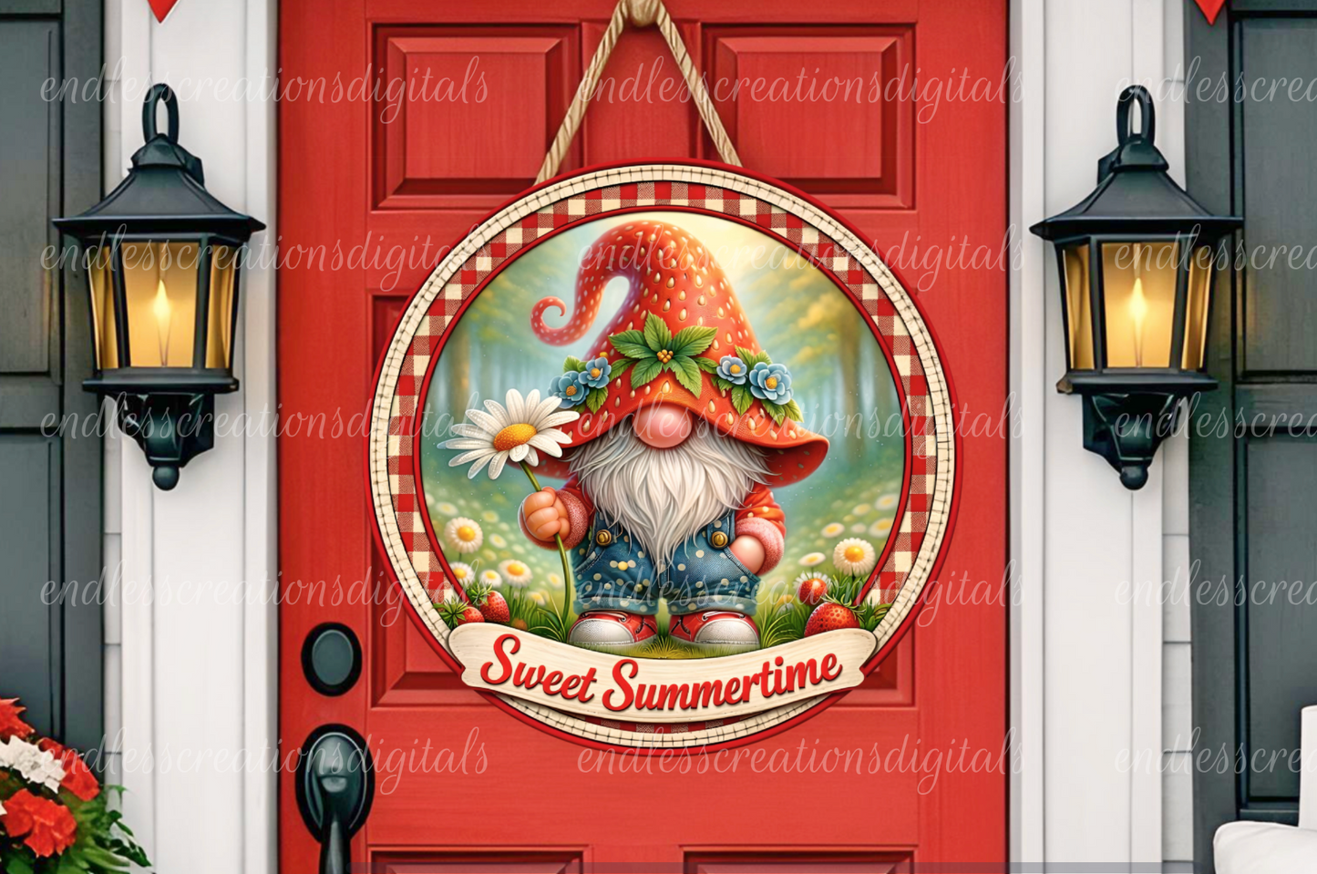 SWEET SUMMERTIME STRAWBERRY GNOME ROUND/CLOCK DESIGN BUNDLE OF 3