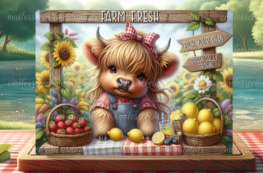 FARM FRESH CUTE HIGHLAND COW