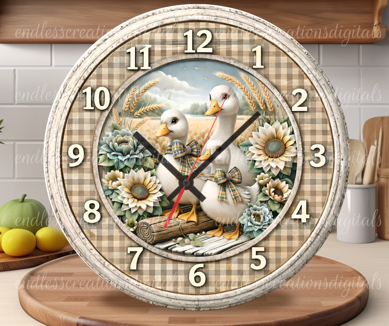 FLORAL GEESE ROUND/CLOCK DESIGN BUNDLE OF 4