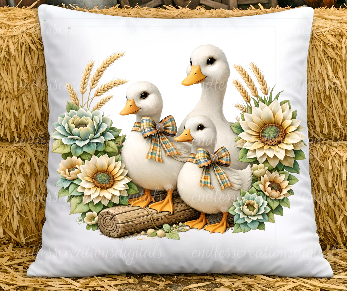 FLORAL GEESE ROUND/CLOCK DESIGN BUNDLE OF 4