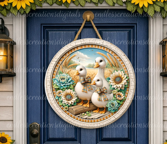 FLORAL GEESE ROUND/CLOCK DESIGN BUNDLE OF 4