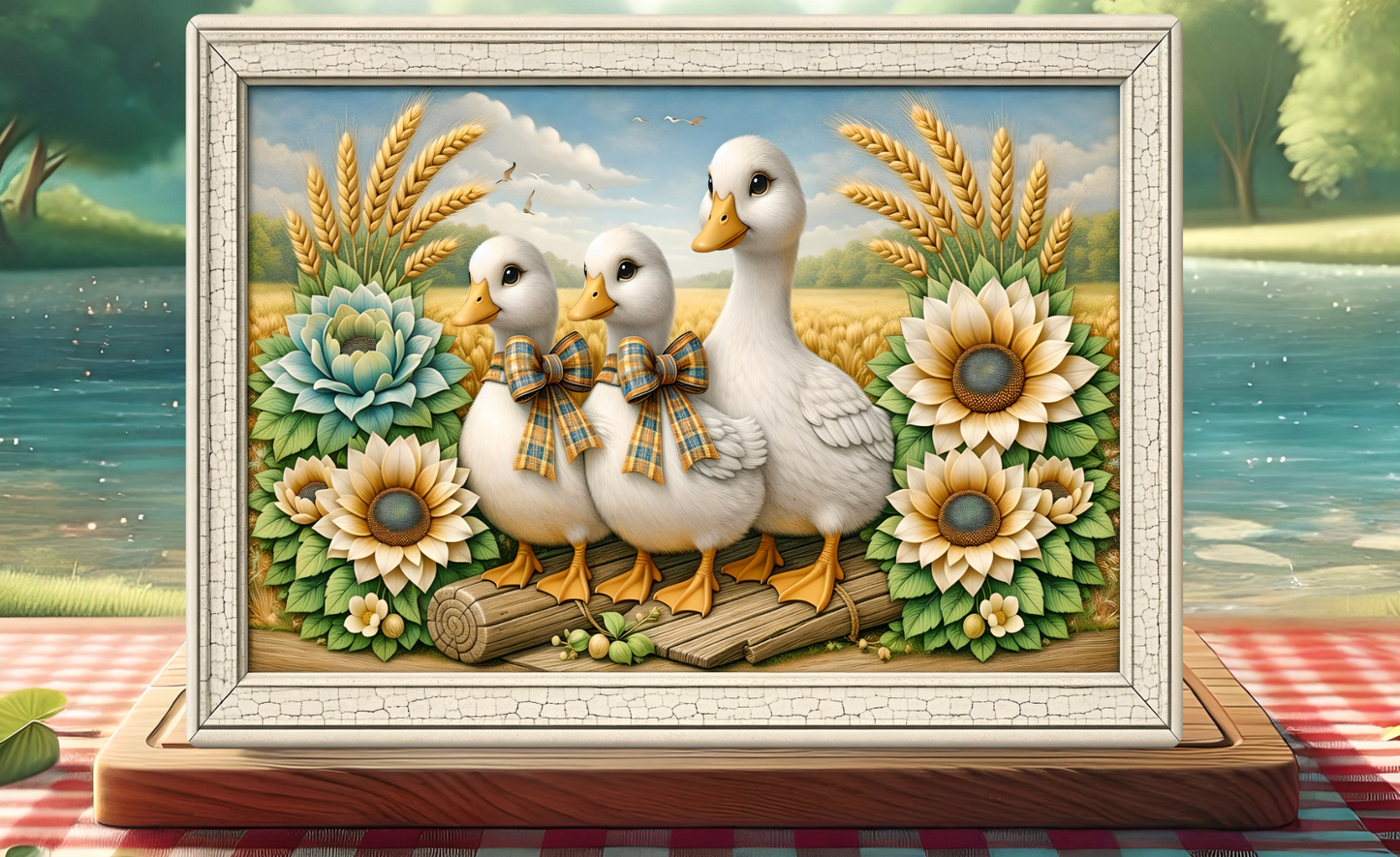 FLORAL GEESE ROUND/CLOCK DESIGN BUNDLE OF 4